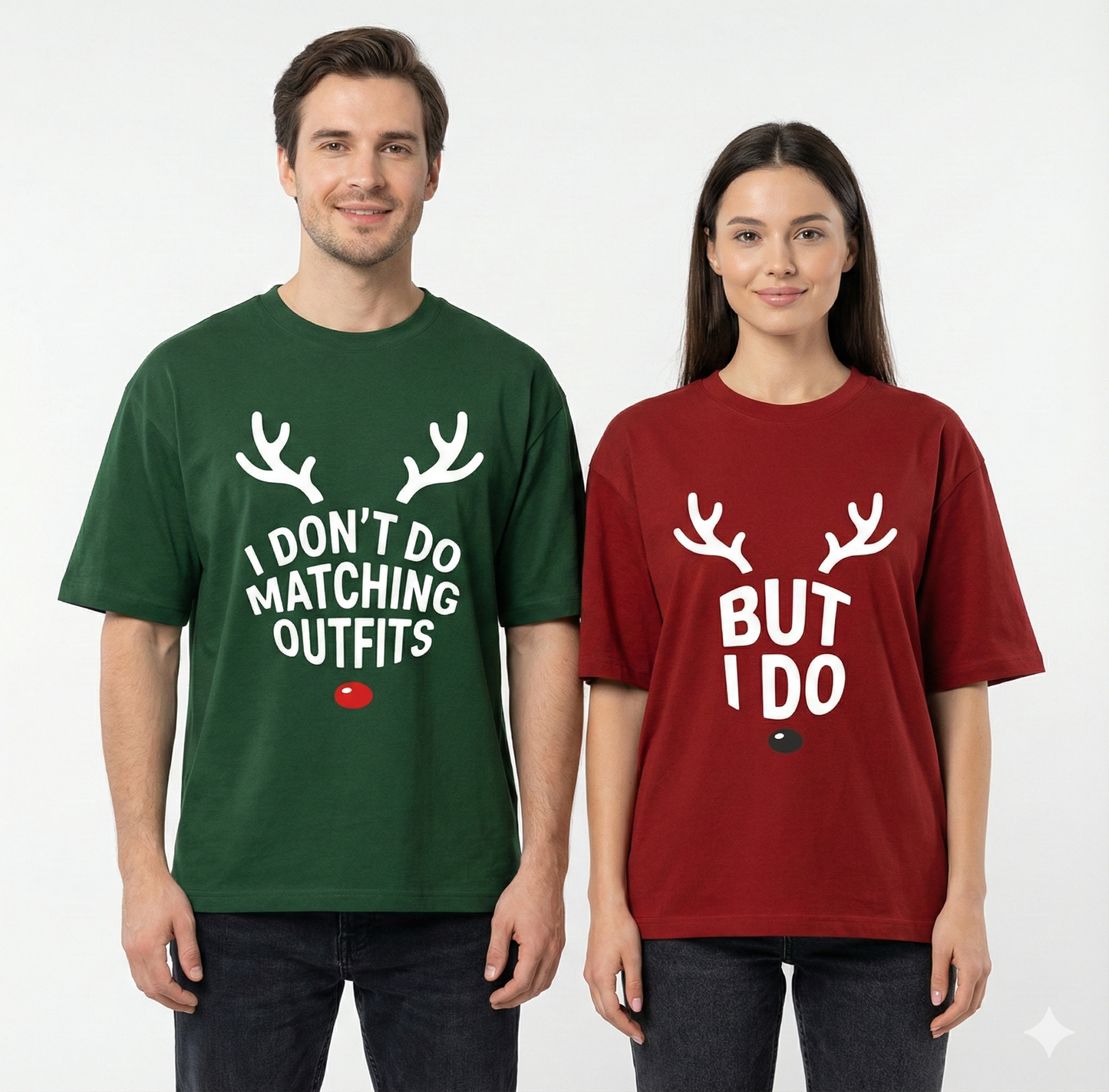 Couple Christmas Oversized T-Shirt | BUT I DO Matching Tee