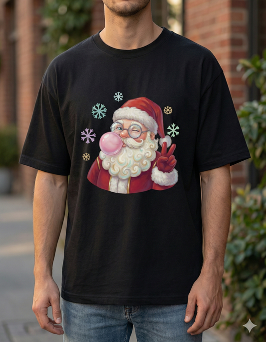 Cute Santa Bubble Gum Oversized T-Shirt