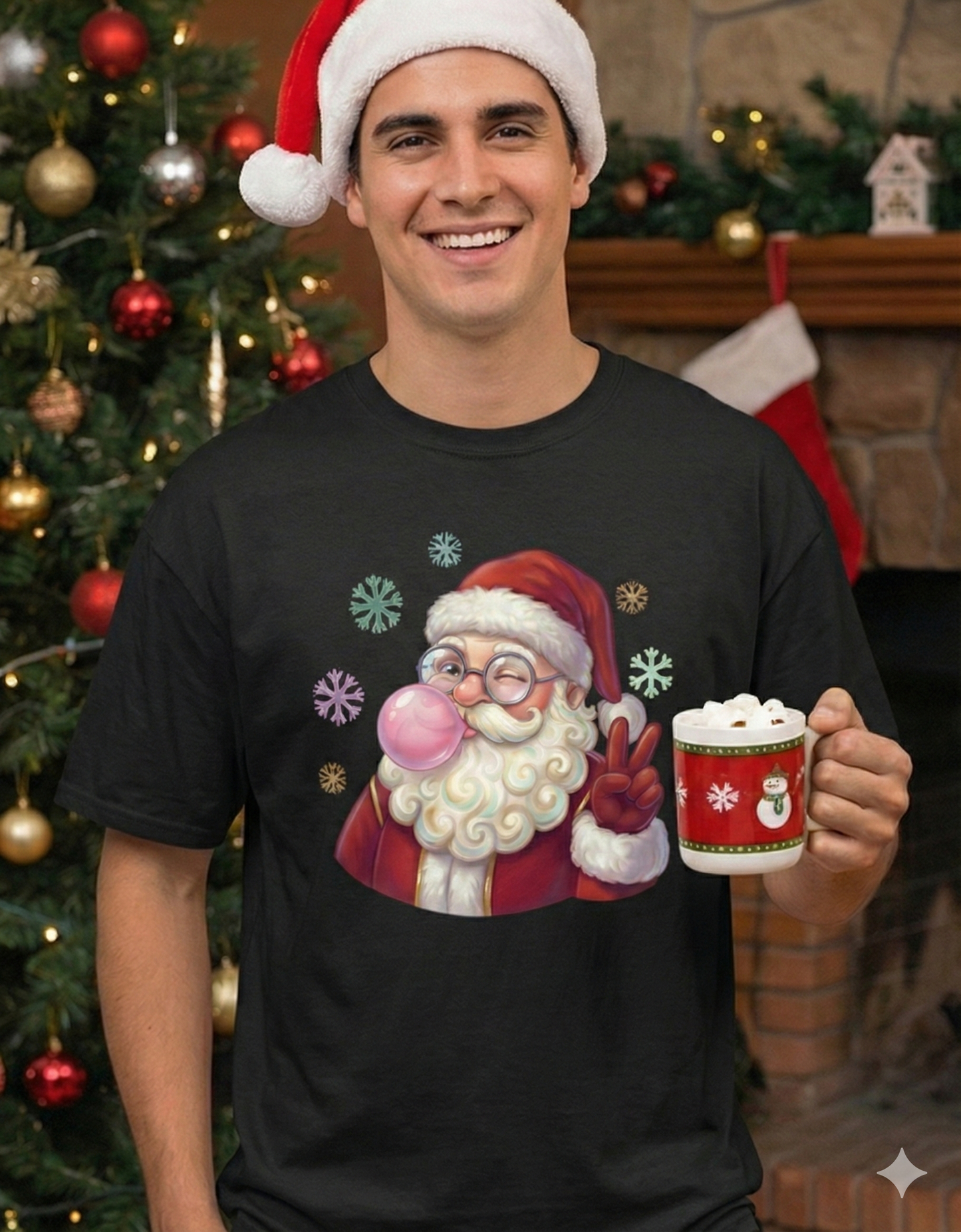 Cute Santa Bubble Gum Oversized T-Shirt