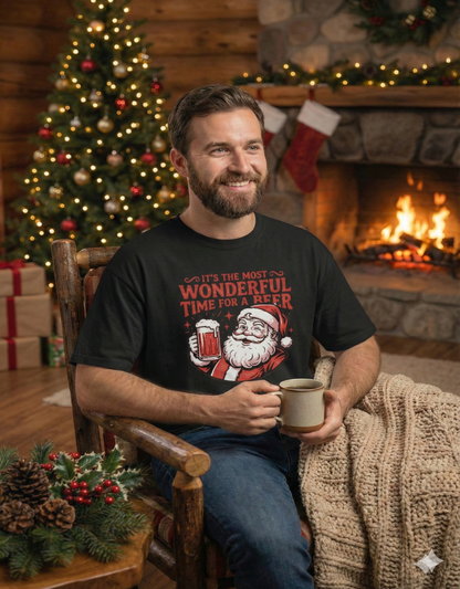 Santa Beer Christmas Oversized T-Shirt